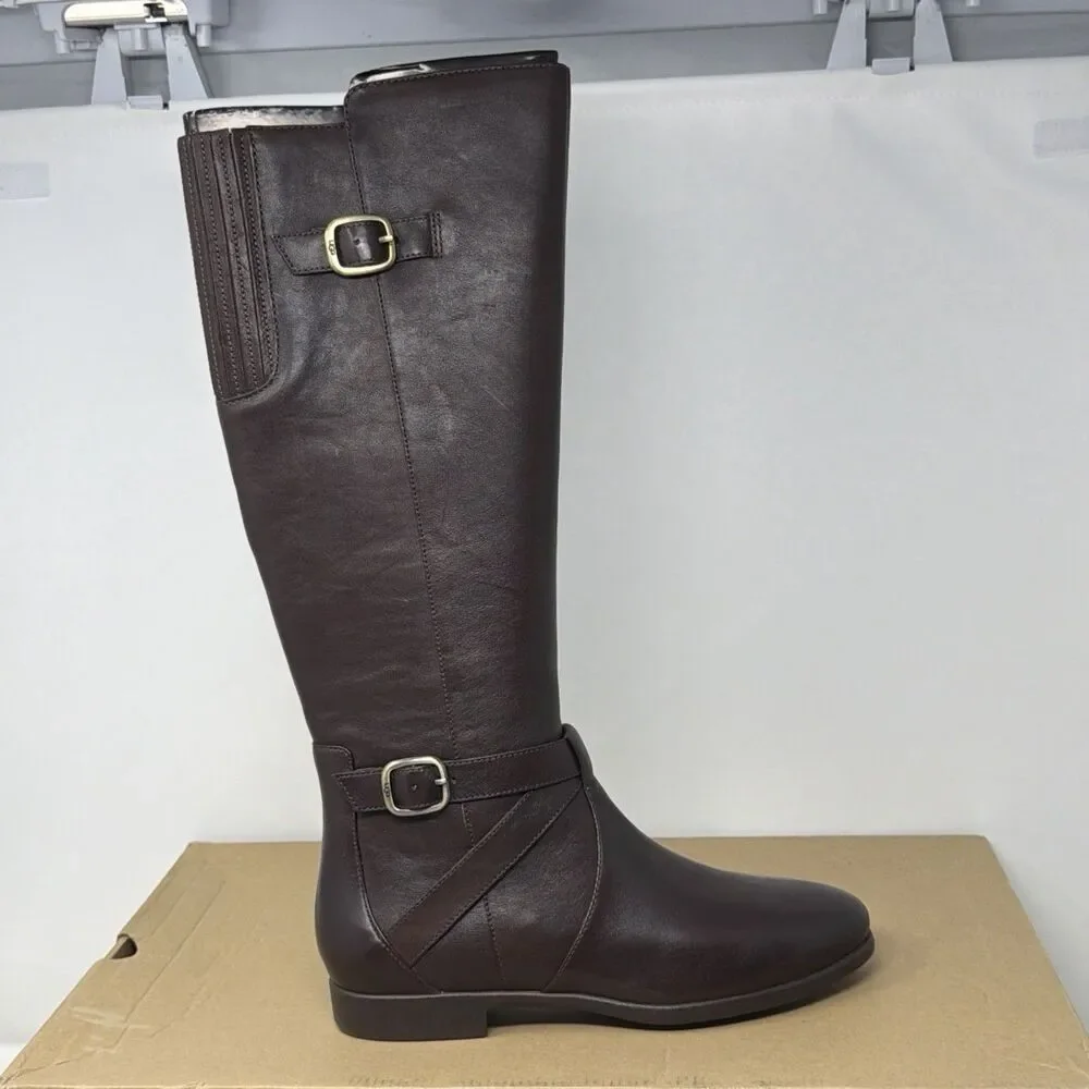 UGG Beryl Women’s 7 Stout Brown Leather Tall Riding Boots 1005920 NEW BOX